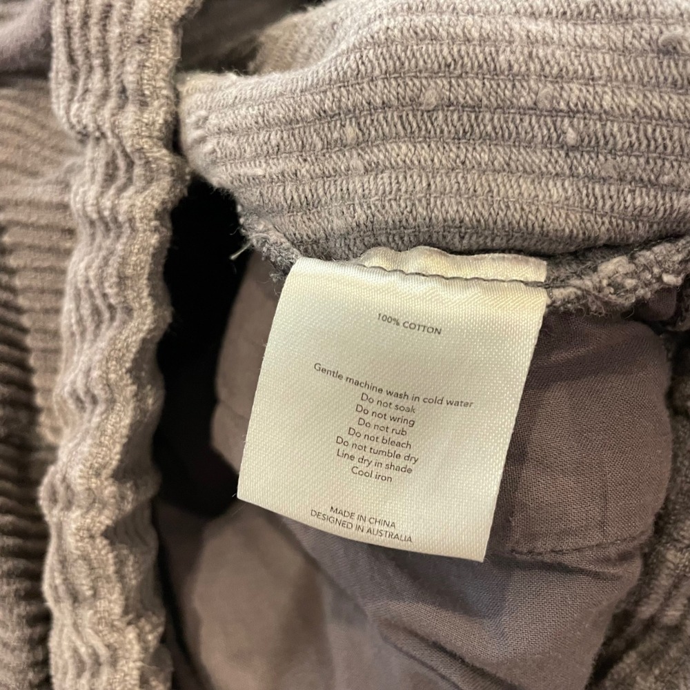 Deiji Studios Corduroy Pleated Pants Women XS Gray Cropped Drawstring Relaxed - Picture 16 of 16